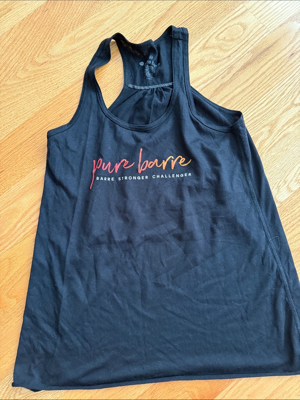 Pure Barre Black Racerback Tank with Gradient Logo